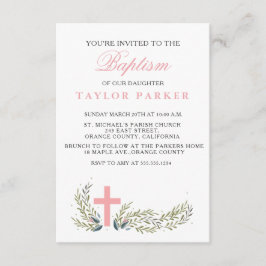 Invitación Elegante bautismo rosado/invitación a la cristiand