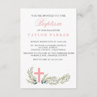 Invitación Elegante bautismo rosado/invitación a la cristiand