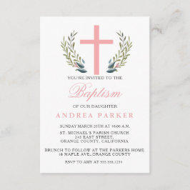 Invitación Elegante bautismo rosado/invitación a la cristiand
