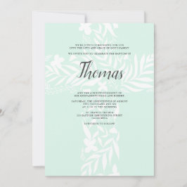 Invitación Elegante bautismo verde de mentalidad cristiana fl