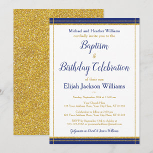 Invitación Elegante bautismo y celebración del cumpleaños