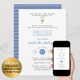 Invitación Elegante BAUTIZO Bautismo Baptismo Moderno -ADD VE