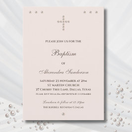 Invitación Elegante Bautizo Cristiano de Cruz Simple
