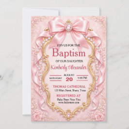 Invitación Elegante Bautizo de Joyas Rosa Suave