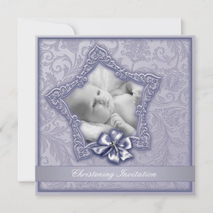 Invitación Elegante Bautizo de Lavanda Púrpura