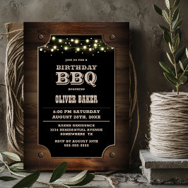 Invitación Elegante BBQ de cumpleaños de madera