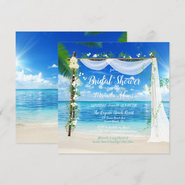 Invitación Elegante Beach Arch Bridal Shower (Anverso / Reverso)