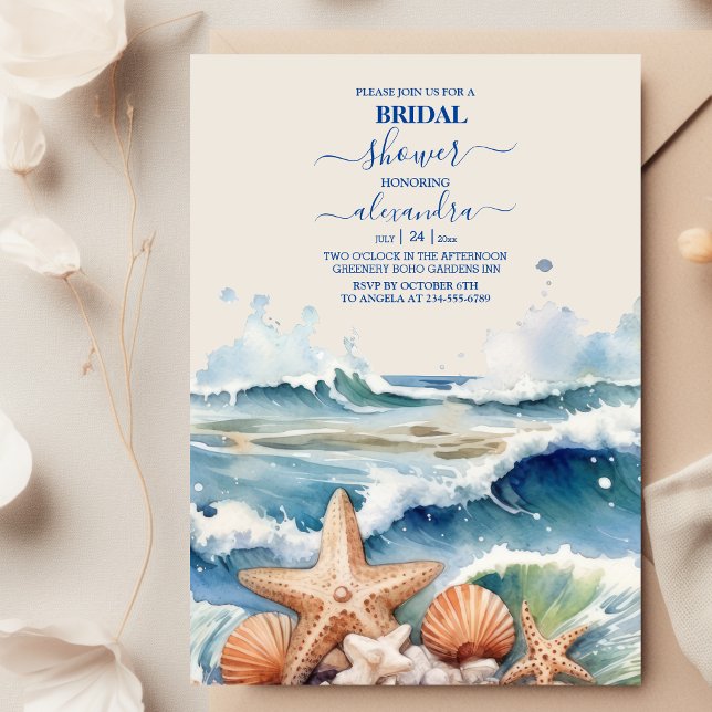 Invitación Elegante Beach Blue Ocean Bridal Shower (Subido por el creador)