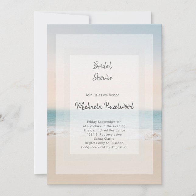 Invitación Elegante Beach Bridal Shower (Anverso)