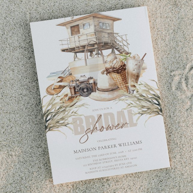 Invitación Elegante Beach Bridal Shower Pastel Watercolor (Subido por el creador)