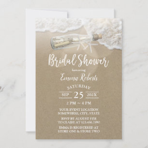 Invitación Elegante Beach Love Message Bottle Bridal Shower