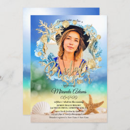 Invitación Elegante Beach Starfish Shell Bridal Shower