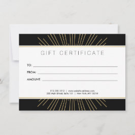 Invitación Elegante Beauty Gold Sunburst Black Gift Card