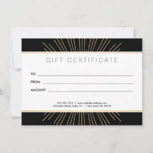 Invitación Elegante Beauty Gold Sunburst Black Gift Card