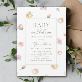 Invitación Elegante Bebé acuarela En Chica De Bloom Baby Show
