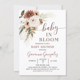 Invitación Elegante bebe beige boho en el Baby Shower en flor