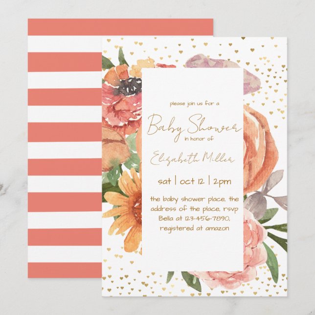Invitación Elegante Bebé De Flor De Boho En Bloom Baby Shower (Anverso / Reverso)