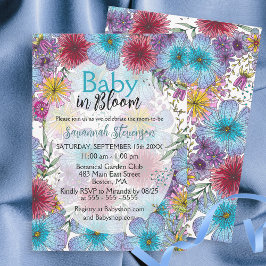 Invitación Elegante bebé de flores bohemias radiantes en flor