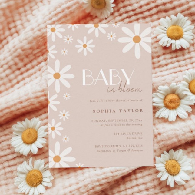 Invitación Elegante bebé de margarita en un Baby Shower en fl (Subido por el creador)