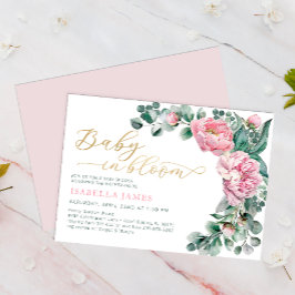 Invitación Elegante Bebé En Bloom Chica De Oro Rosa Baby Show
