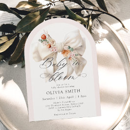 Invitación Elegante bebé floral blanco en Baby Shower en flor
