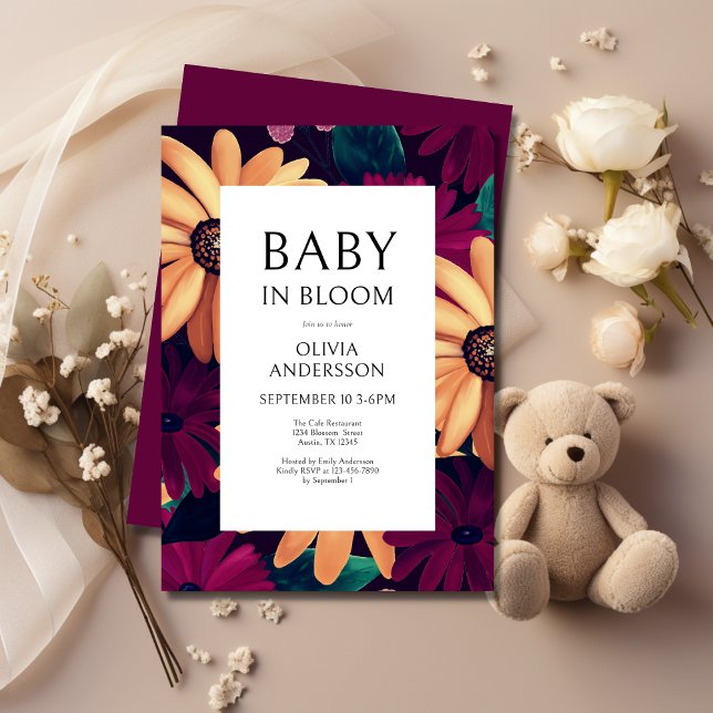 Invitación Elegante bebé floral en el Baby Shower de Bloom (Subido por el creador)