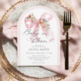 Invitación Elegante bebé floral rosado en Baby Shower en flor