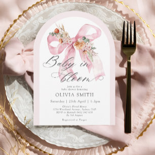 Invitación Elegante bebé floral rosado en Baby Shower en flor