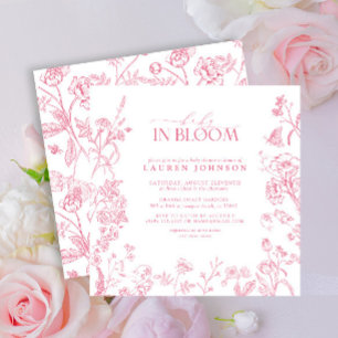 Invitación Elegante Bebé Floral Victoriano Rosa En Bloom