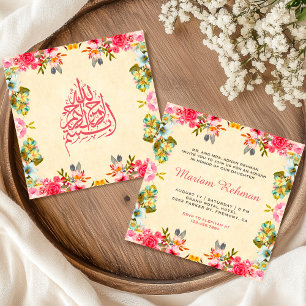 Invitación Elegante bebé floral vintage Aqiqah
