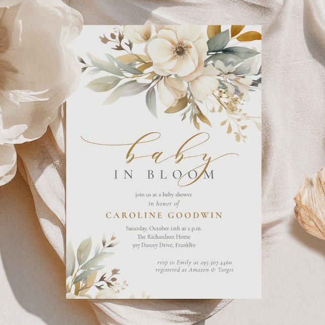 Invitación Elegante Bebé Neutral En Bloom Baby Shower (Subido por el creador)