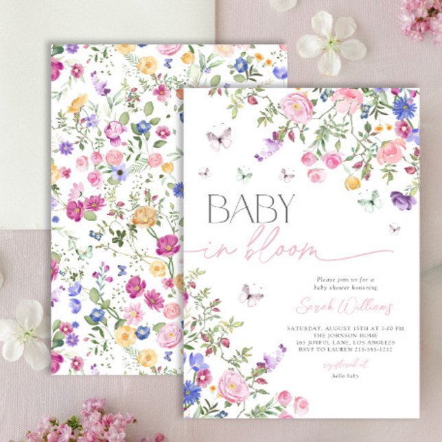 Invitación Elegante Bebé Rosa En El Chica De Bloom Baby Showe (Subido por el creador)