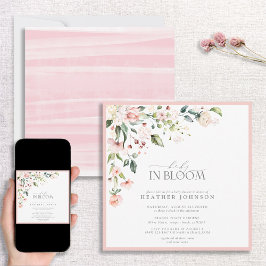 Invitación Elegante bebé rosa en el Chica de escritura de Blo
