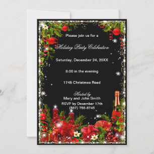 Invitación Elegante Bebida Roja Sé Feliz Fiesta De Navidad