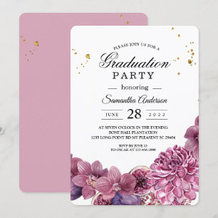 Invitación Elegante Belleza Acuarela Orquídeas Rosa y Púrpura