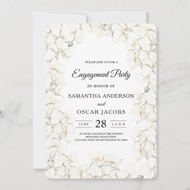 Invitación Elegante Belleza Marco de orquídeas blancas (Anverso)