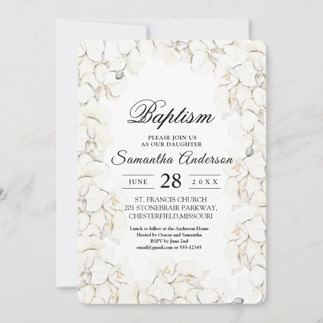Invitación Elegante Belleza Marco de orquídeas blancas (Anverso)