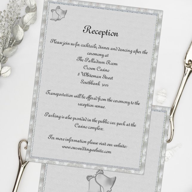 Invitación Elegante Bells de plata detalles de la recepción d (Subido por el creador)