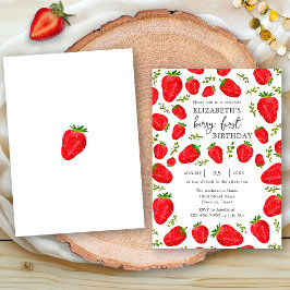 Invitación Elegante Berry primer fresa roja primer cumpleaños