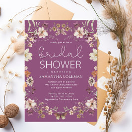 Invitación Elegante Berry Purple Boho Wildflower Bridal Showe