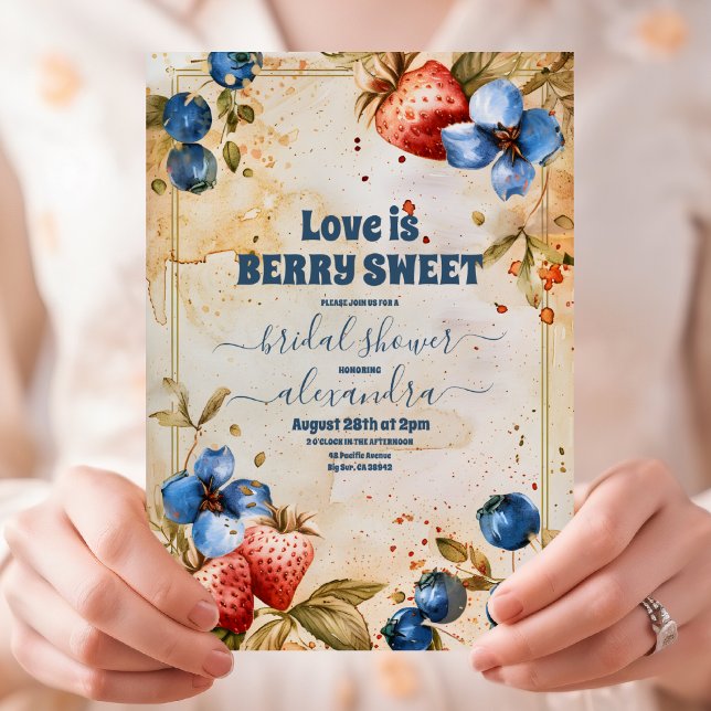 Invitación Elegante Berry Sweet Strawberry Bridal Shower (Subido por el creador)