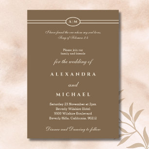 Invitación Elegante Biblia de Versos Marrón para Boda Cristia