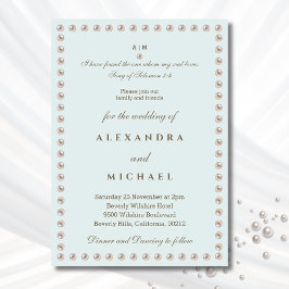 Invitación Elegante Biblia Verso Azul Perla Boda Cristiana