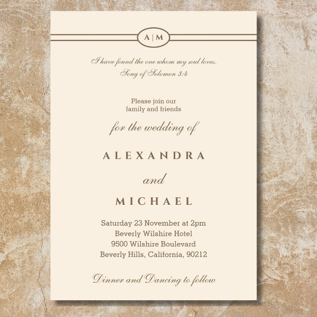 Invitación Elegante bíblica de crema de tapo versus Boda cris (Subido por el creador)