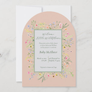 Invitación Elegante Bienvenida Pequeño Flor Silvestre Baby Sh