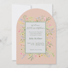 Invitación Elegante Bienvenida Pequeño Flor Silvestre Baby Sh