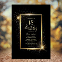 Elegante Black and Gold 18th Birthday Party