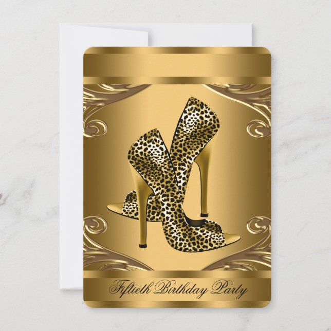 Invitación Elegante Black and Gold 50th Birthday Party (Anverso)