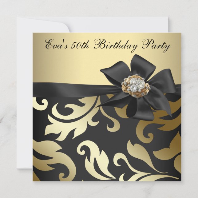 Invitación Elegante Black and Gold 50th Birthday Party (Anverso)