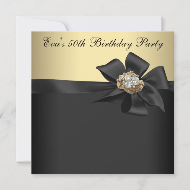 Invitación Elegante Black and Gold 50th Birthday Party (Anverso)